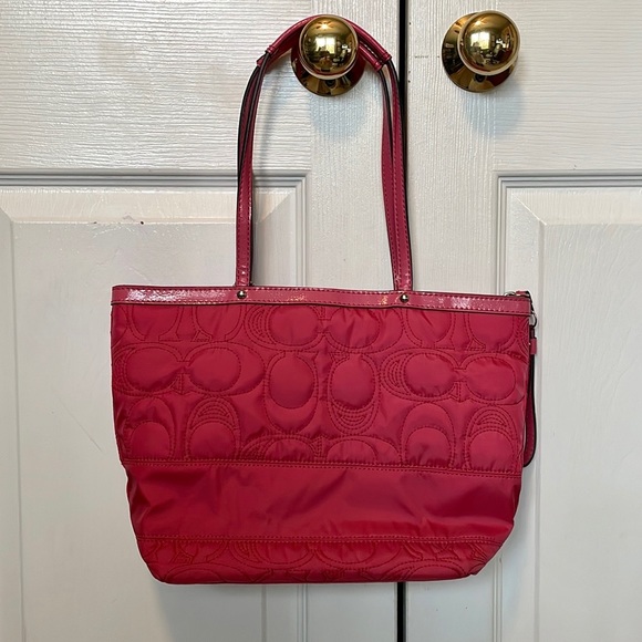 Coach Signature Stitch Nylon Tote Bag - Picture 5 of 9